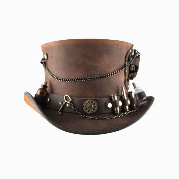 Steampunk fashion leather hat